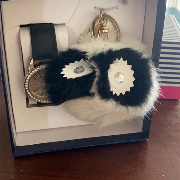 SALE! Gold / Leather Watch & Fur Purse Charm / Key Chain - Picture 6 of 11